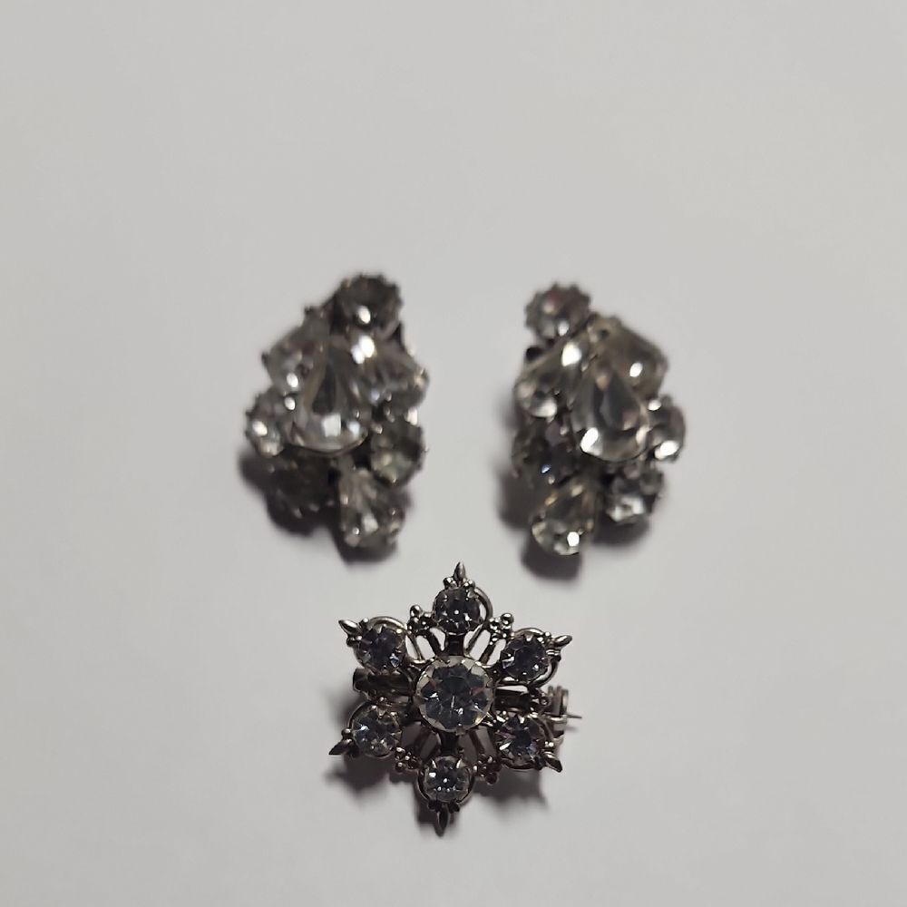 Weiss Clip-On Earrings And Non Branded Vintage Brooch